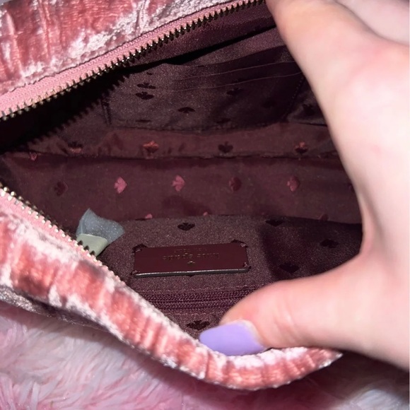 Kate spade bow crush velvet fabric baguette bag - Picture 2 of 7